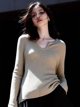 【极简毛衣】U型领～百搭简约修身弹力毛衫-喜出