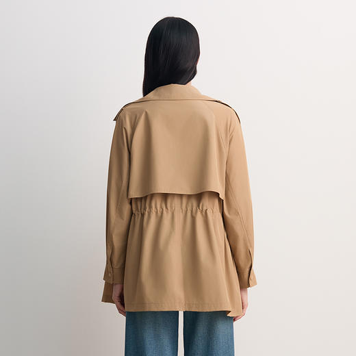 EITIE爱特爱单片挡风片不对称设计收腰显瘦英伦风中长款风衣8504203 商品图4