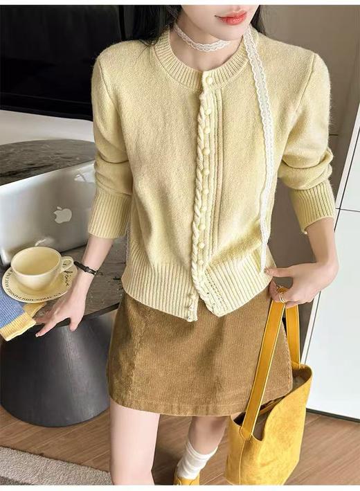 女王节抢购价-不支持退自营【超美针织衫】M21韩系短款精致宽螺纹开衫毛衣-喜出 商品图1