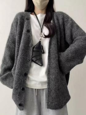 清了！清！不支持退货 自营【超美针织衫】M18韩系氛围感单排扣开衫毛衣-喜出