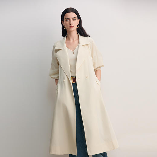 EITIE爱特爱经典英伦风简约时尚宽腰带设计长款风衣8504201 商品图2