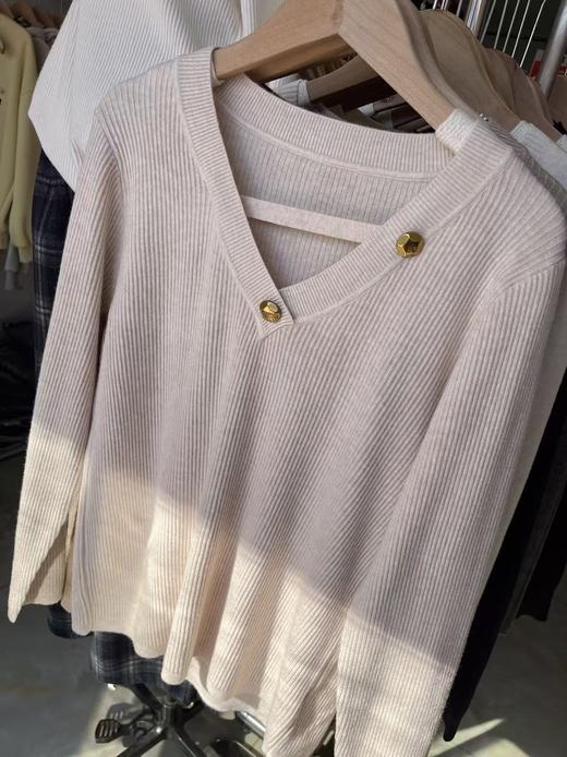 女王节抢购价-不支持退【极简毛衣】V领金扣～百搭气质针织弹力毛衫-喜出 商品图3