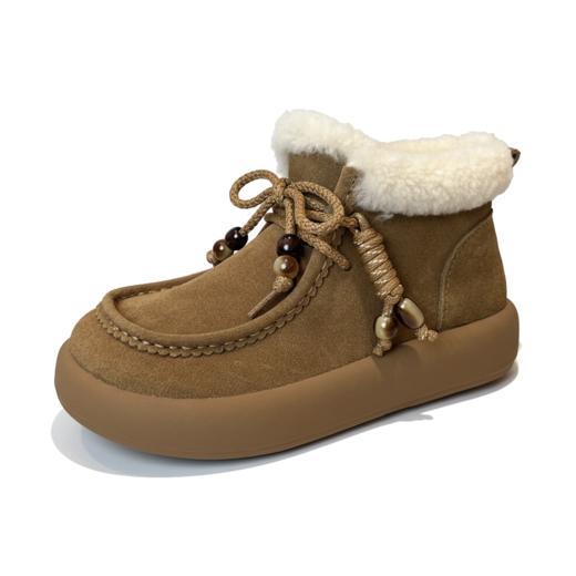 西村名物2025年冬季新款厚底防滑流苏厚绒内里舒适保暖毛毛鞋雪地靴T25DS40091 商品图9