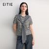 EITIE爱特爱短袖圆领套头净色飘带设计条纹减龄时尚针织衫8501207 商品缩略图1