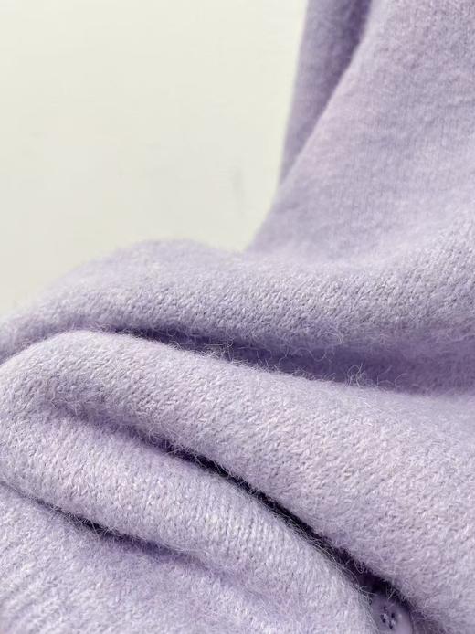 清了！清！不支持退货 自营【超美针织衫】M27韩系毛绒感紫色V领针织开衫毛衣-喜出 商品图3