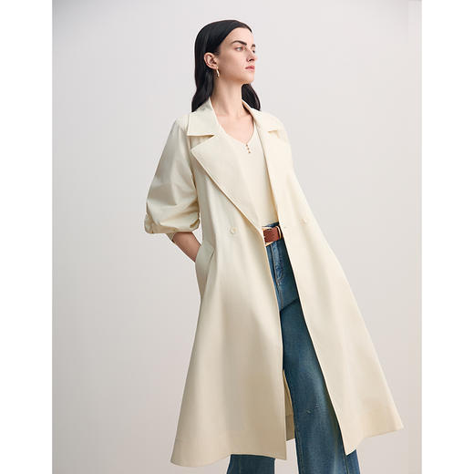 EITIE爱特爱经典英伦风简约时尚宽腰带设计长款风衣8504201 商品图5