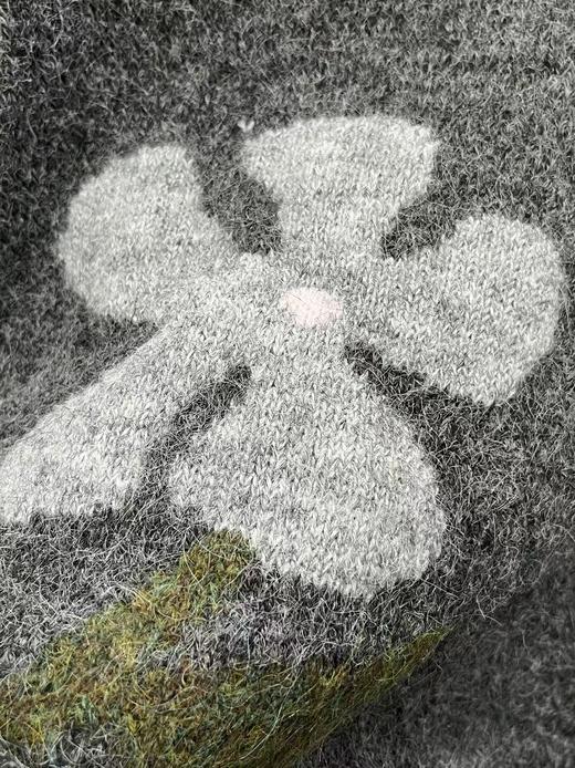 清了！清！不支持退货 自营【超美针织衫】M32韩系慵懒风花朵提花圆领套头百搭毛衣-喜出 商品图3