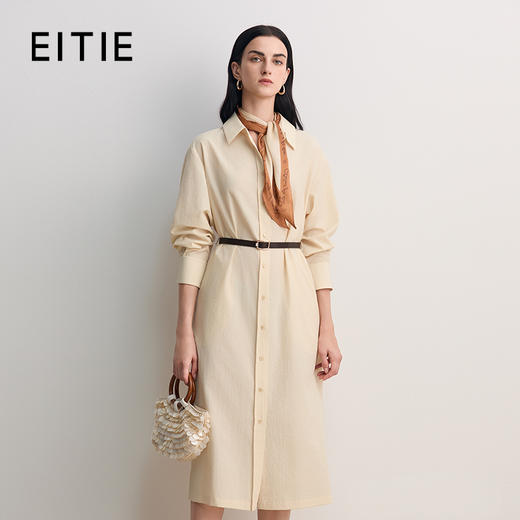 EITIE爱特爱衬衫式腰带收腰搭配丝巾干练时尚优雅连衣裙8507204 商品图0