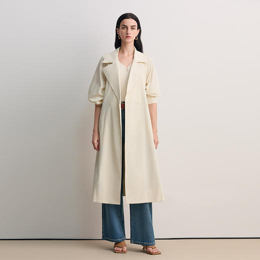 EITIE爱特爱经典英伦风简约时尚宽腰带设计长款风衣8504201 商品图1