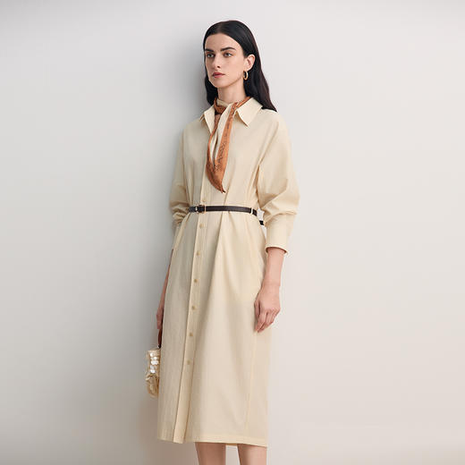 EITIE爱特爱衬衫式腰带收腰搭配丝巾干练时尚优雅连衣裙8507204 商品图2