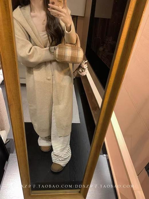 女神节2026促→自营【超美针织衫】M29连帽针织长款慵懒风针织开衫毛衣-喜出 商品图3