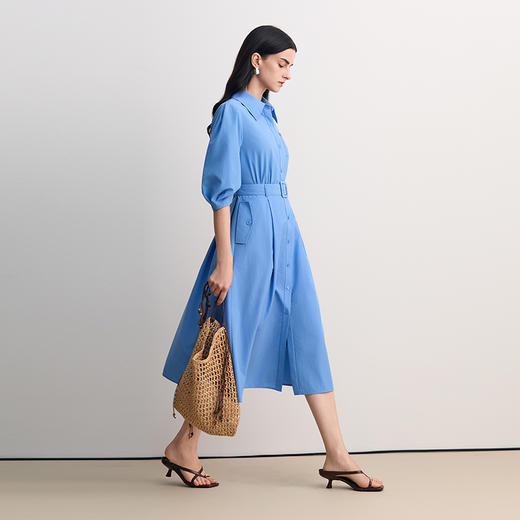EITIE爱特爱衬衫式本布腰带设计结构袖型时尚个性连衣裙8507205 商品图1