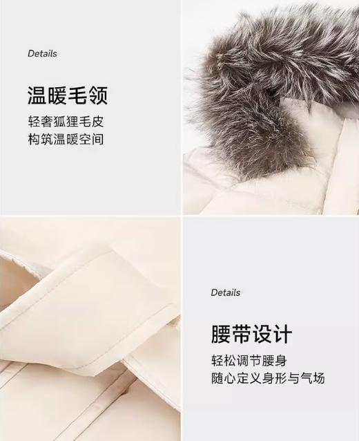 朗姿 【匈牙利白鹅绒】毛领百搭连帽长款羽绒服LCGD98OLC009 商品图8