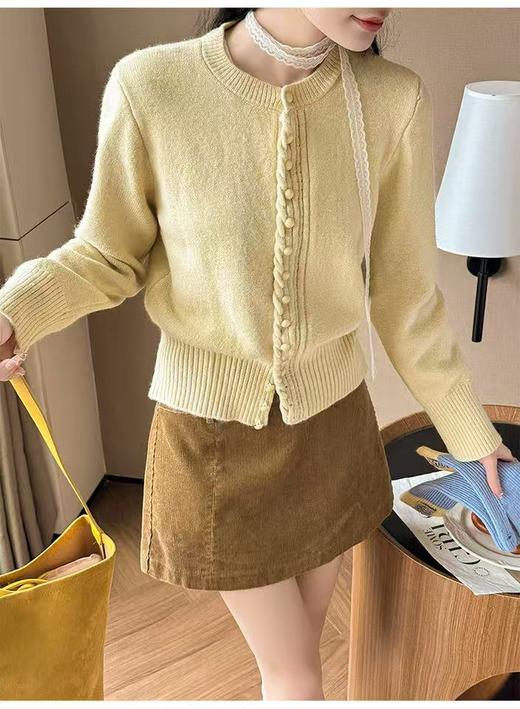 女王节抢购价-不支持退自营【超美针织衫】M21韩系短款精致宽螺纹开衫毛衣-喜出 商品图0