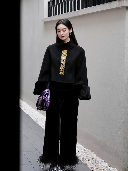 盛唐牡丹 | 手工盘金绣双面穿羊毛外套 商品图8