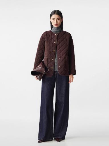 朗姿 百搭圆领棉衣廓形菱格短款棉服外套LCGD98PYC001 商品图2