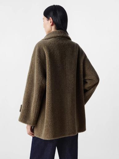 朗姿 气质高领双排扣羊剪绒大衣外套LCGD98TYC001 商品图5