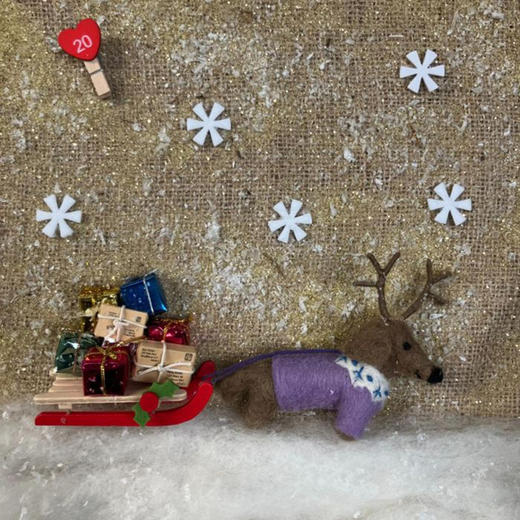 北京仓｜Felt So Good-Rudy Dachshund Dog-紫毛衣腊肠狗 鲁迪 羊毛毡 圣诞挂件［英国设计师］ 商品图3