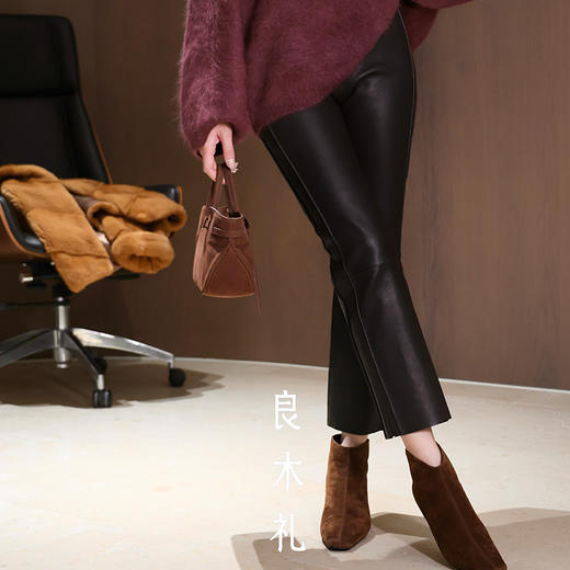 【预售7天】良木礼羊皮烟管裤（皮面）（Q259301） 商品图0