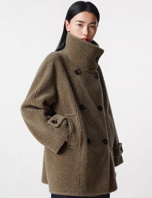 朗姿 气质高领双排扣羊剪绒大衣外套LCGD98TYC001 商品图1