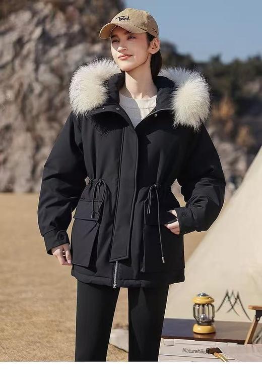 【自营】限时秒杀！亏本清仓，不参与退货！！真毛领有质感【羽绒服】含绒量90%。派克羽绒收腰品质高密面料可抽绳中款羽绒服-喜出 商品图5