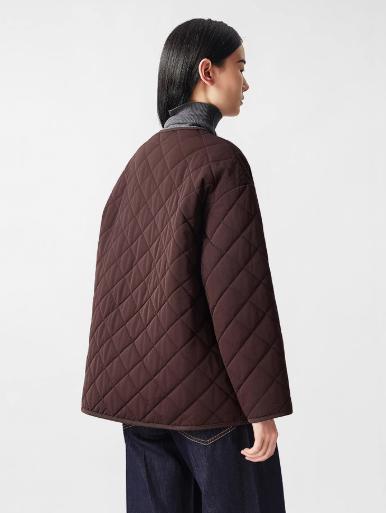 朗姿 百搭圆领棉衣廓形菱格短款棉服外套LCGD98PYC001 商品图4