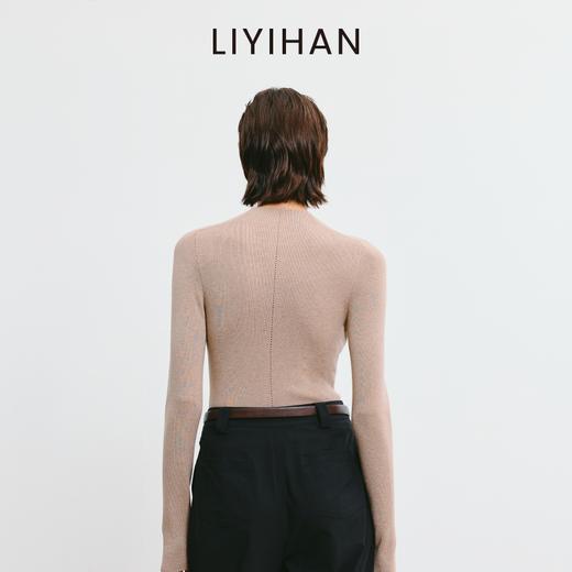 LIYIHAN 2026春季新款醋酸羊绒灰色半高领打底针织衫女毛衣设计感 商品图4