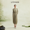 LIYIHAN 2026春新款法式天丝羊毛连衣裙女绿色长袖裙子小众设计感 商品缩略图0