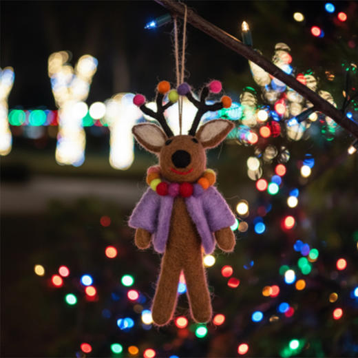 北京仓｜Felt So Good-Donner the Neon Reindeer-霓虹驯鹿 唐纳 羊毛毡 圣诞挂件［英国设计师］ 商品图3