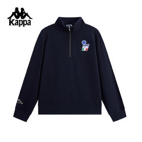 Kappa 运动卫衣男新款半拉链立领复古针织套头衫上衣女K0G12WT03