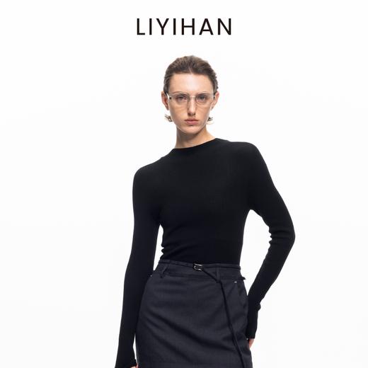 LIYIHAN 2026春季新款醋酸羊绒灰色半高领打底针织衫女毛衣设计感 商品图3