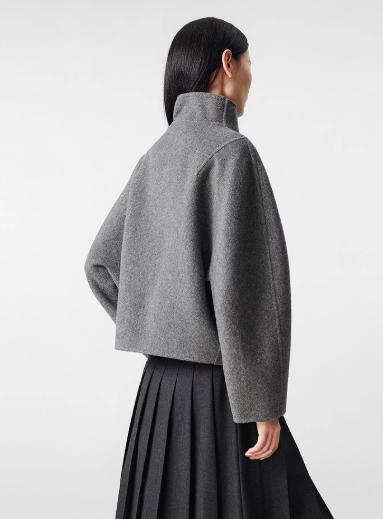 朗姿 高级感羊毛牦牛绒双面呢短款大衣毛呢外套LCGD98HHC004 商品图7