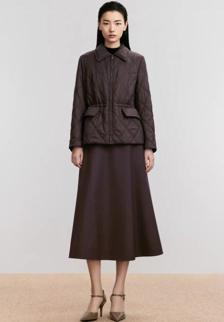 朗姿 【羊毛填充】轻薄款简约短款高端菱格棉服外套 LCFD98PJK942N4D 商品图2