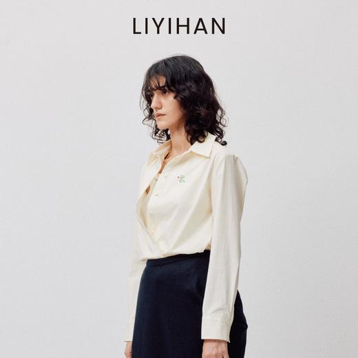 LIYIHAN 2026春季新款棉质刺绣通勤衬衫黄色女长袖上衣小众设计感 商品图3