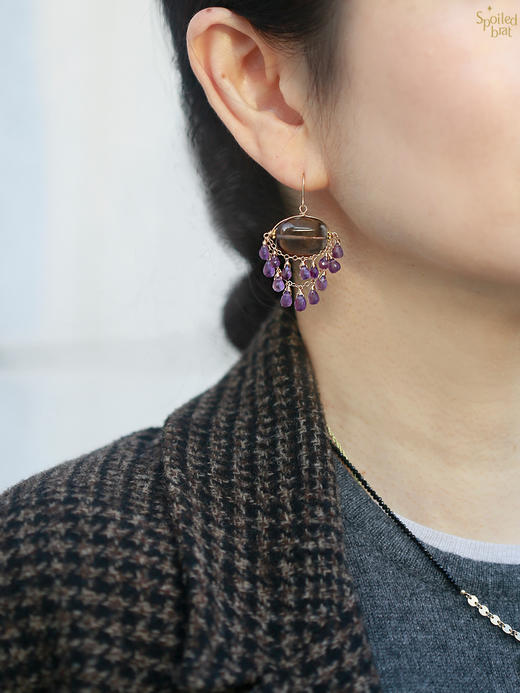 SpoiledBrat JewelryChandelier吊灯系列 | 紫水晶茶晶耳环 商品图1