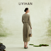 LIYIHAN 2026春新款法式天丝羊毛连衣裙女绿色长袖裙子小众设计感 商品缩略图4