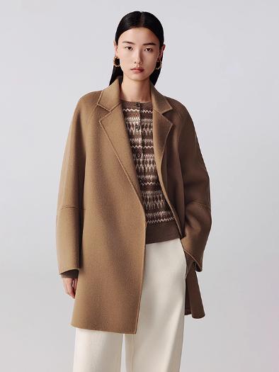 朗姿 气质羊毛羊绒双面呢中长款大衣毛呢外套LCGD98HMC001 商品图1