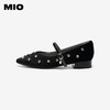 MIO米奥2026春季新款尖头低跟一字式扣带浅口单鞋水钻玛丽珍女鞋M261460106 商品缩略图1