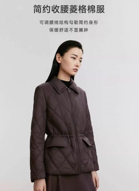 朗姿 【羊毛填充】轻薄款简约短款高端菱格棉服外套 LCFD98PJK942N4D 商品图3