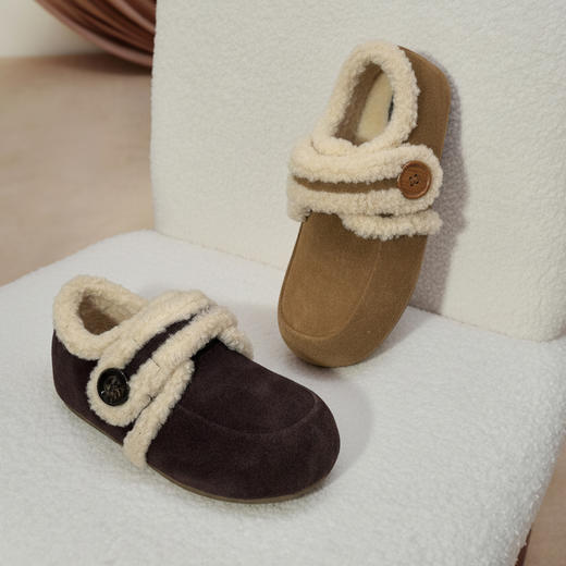 西村名物2025年冬季新款厚底防滑厚绒内里舒适保暖勃肯鞋毛毛鞋T25DM40111 商品图9