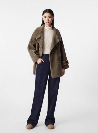 朗姿 气质高领双排扣羊剪绒大衣外套LCGD98TYC001 商品图4