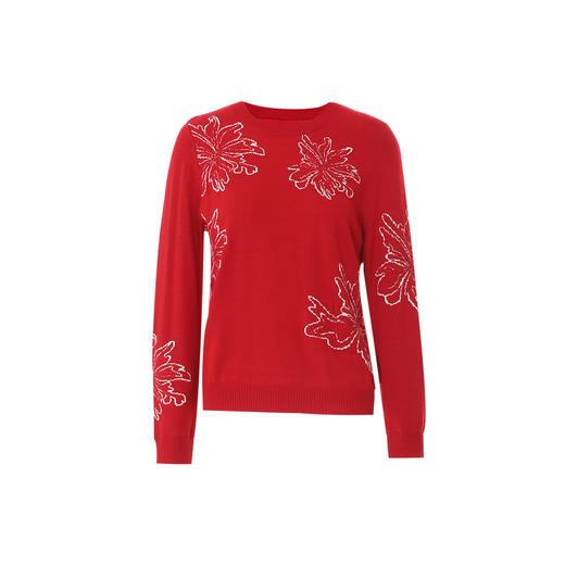 EITIE爱特爱春季新款时尚休闲宽松印花圆领舒适显瘦针织衫毛衣8101801 商品图5