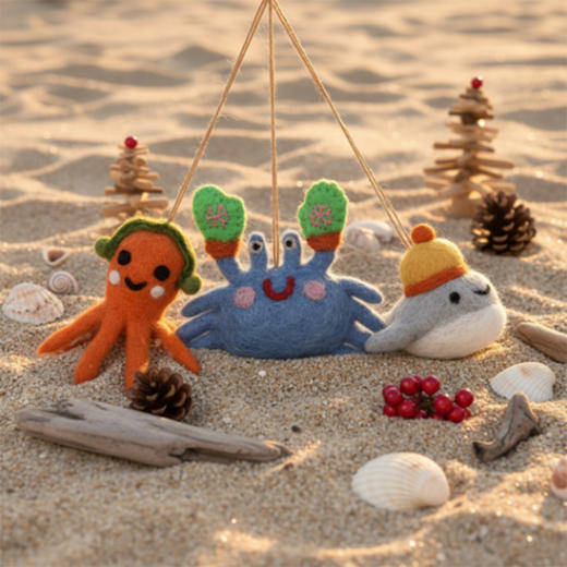北京仓｜Felt So Good-Christmas Sealife-海洋小分队 羊毛毡 圣诞挂件（3件套）［英国设计师］ 商品图0