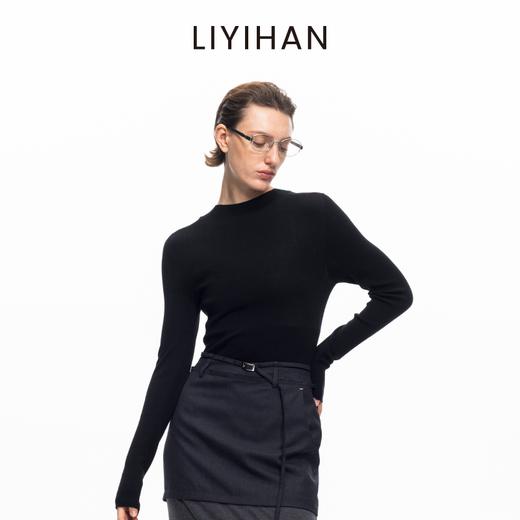 LIYIHAN 2026春季新款醋酸羊绒灰色半高领打底针织衫女毛衣设计感 商品图2