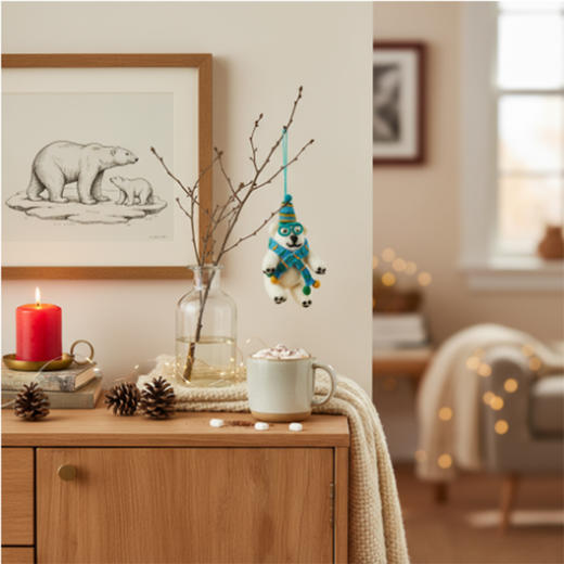 北京仓｜Felt So Good-Cosmo the Polar Bear Arctic-最佳北极熊情侣穿搭 科斯莫 羊毛毡 挂件［英国设计师］ 商品图5