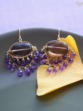 SpoiledBrat JewelryChandelier吊灯系列 | 紫水晶茶晶耳环