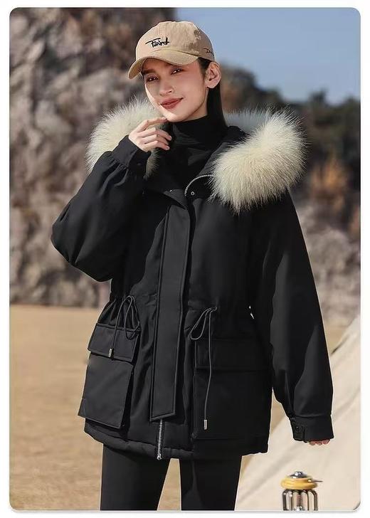 【自营】限时秒杀！亏本清仓，不参与退货！！真毛领有质感【羽绒服】含绒量90%。派克羽绒收腰品质高密面料可抽绳中款羽绒服-喜出 商品图3