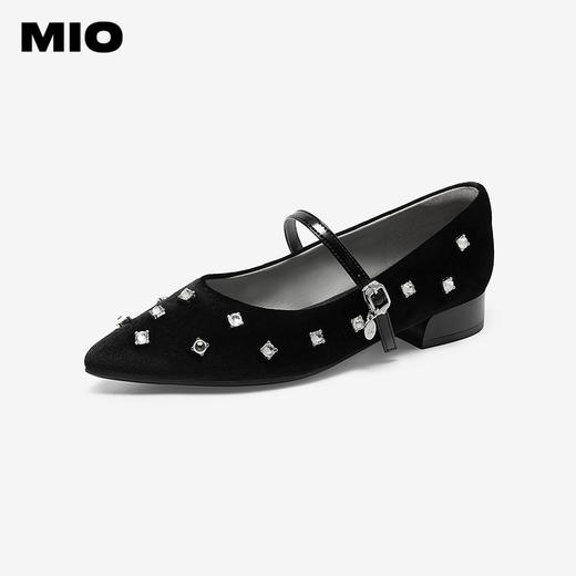 MIO米奥2026春季新款尖头低跟一字式扣带浅口单鞋水钻玛丽珍女鞋M261460106 商品图0