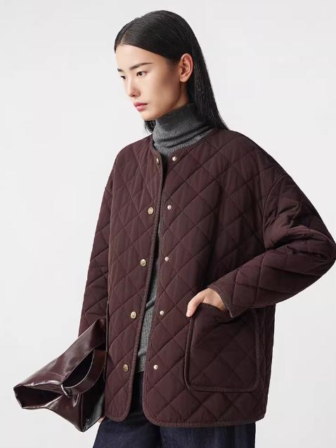 朗姿 百搭圆领棉衣廓形菱格短款棉服外套LCGD98PYC001 商品图3