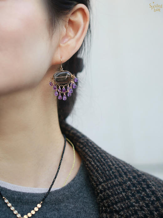 SpoiledBrat JewelryChandelier吊灯系列 | 紫水晶茶晶耳环 商品图2